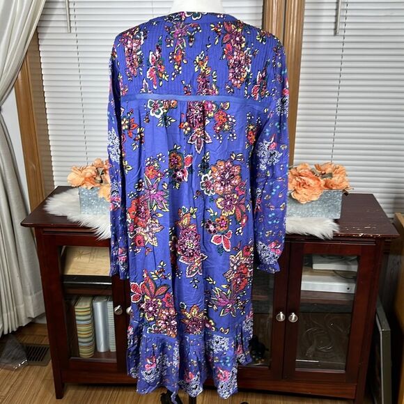 Anthropologie Blue Floral Mini Dress - Picture 7 of 10